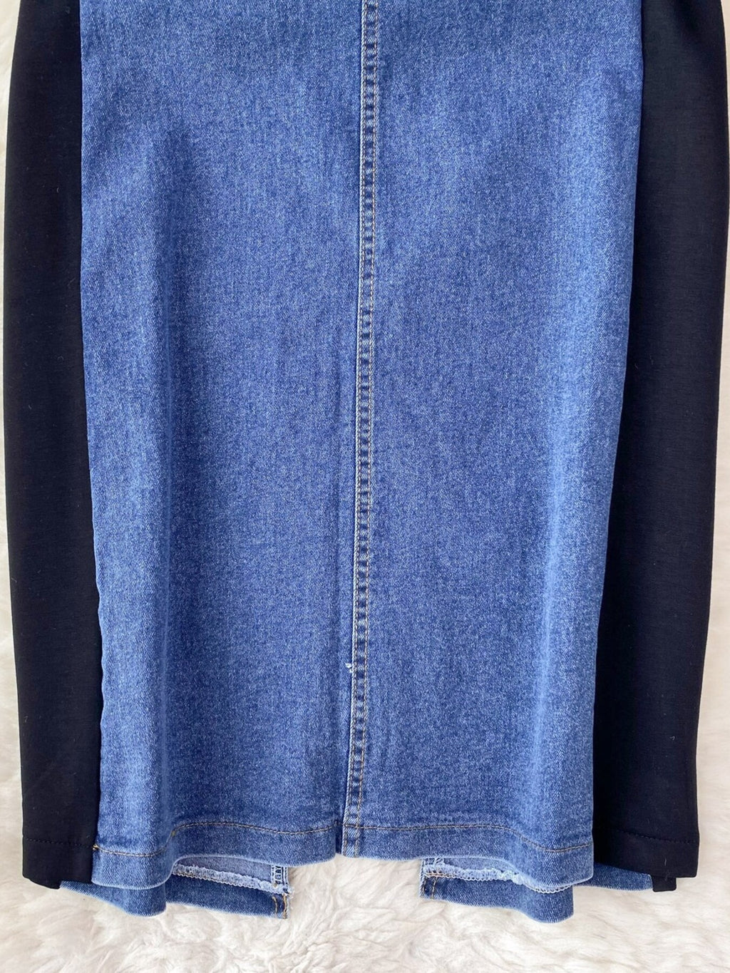 Full Size Denim Patchwork Short Sleeve Slit Back Dress Plus Size - product image 12