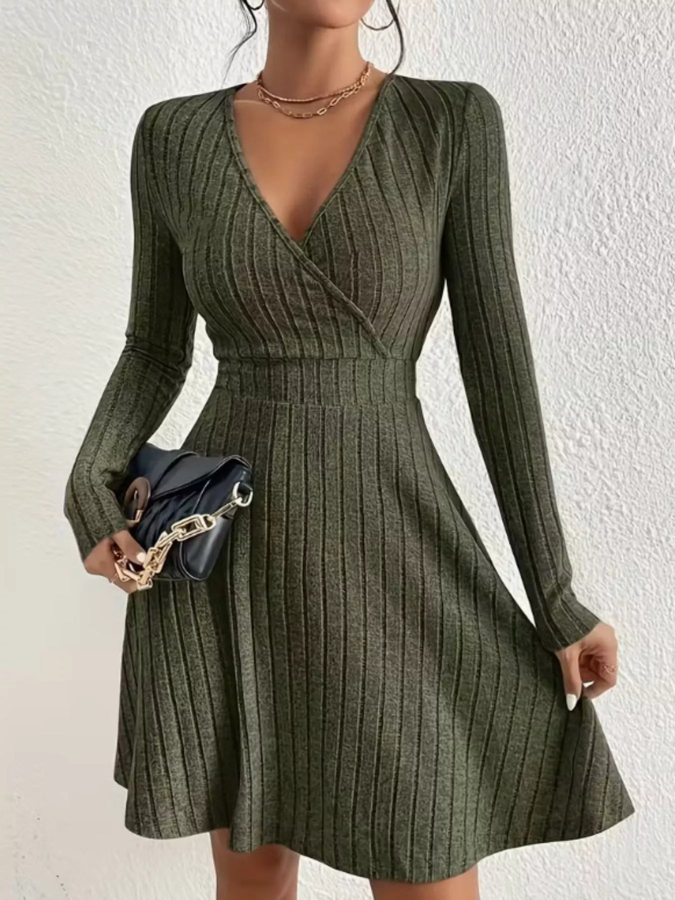 Ribbed Knit Wrap Mini Dress - product image 5