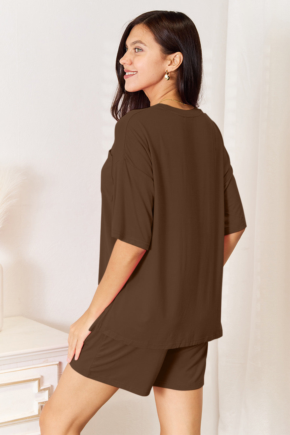 Basic Bae Full Size Soft Rayon Half Sleeve Top and Shorts Set view 10 - Shopiebay