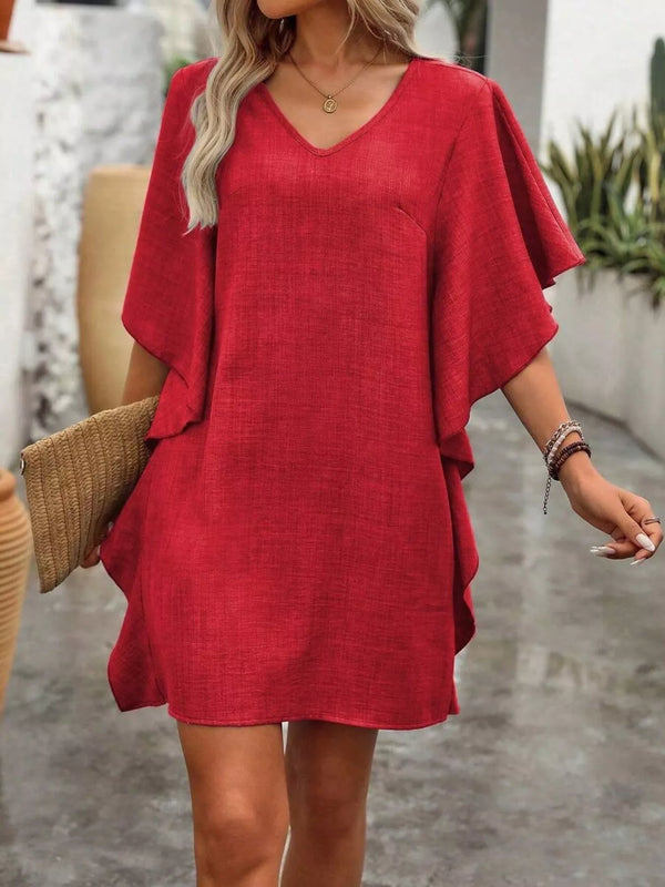 Ruffled Flutter Sleeve V-Neck Mini Dress - product image 11