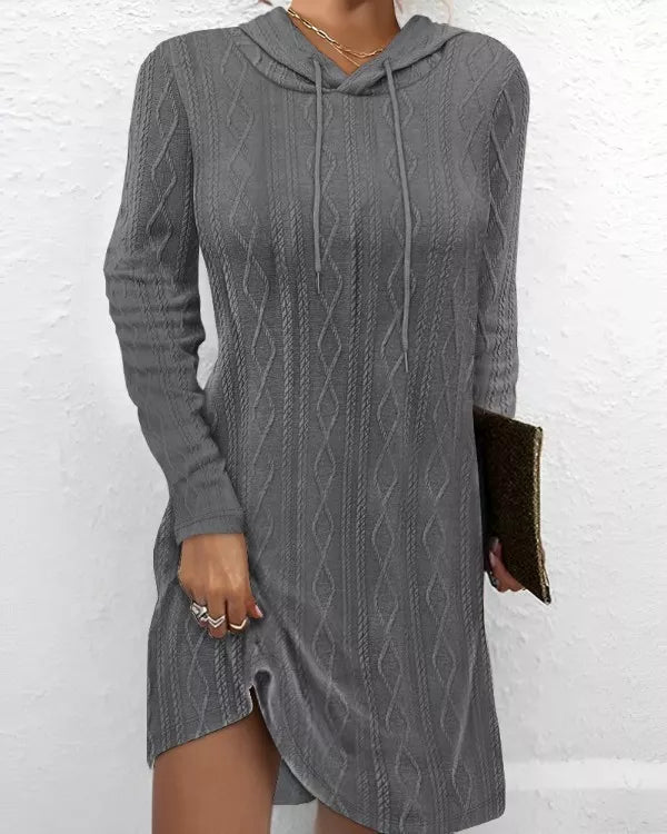 Casual Long Sleeve Hooded Knit Dress - product image 4