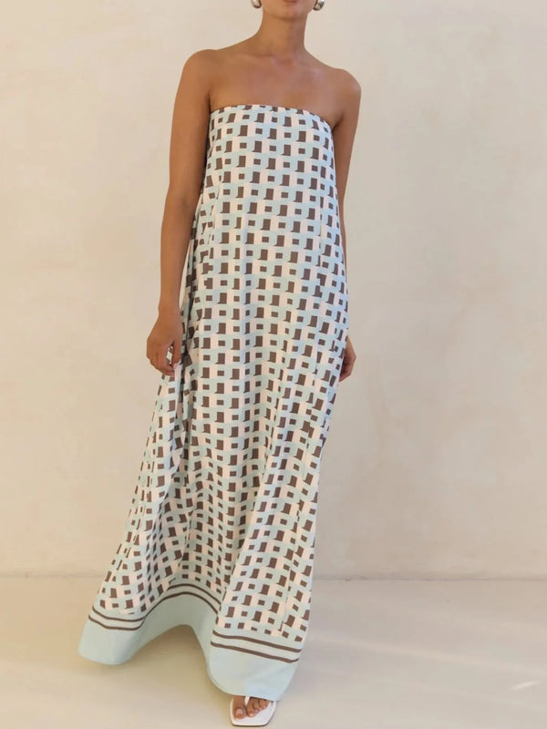 Smocked Printed Tube Maxi Dress - product image 11