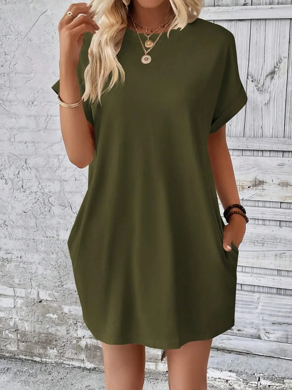 Round Neck Short Sleeve Mini Dress - product image 28