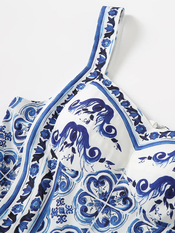 Smocked Printed Wide Strap Dress - product image 8