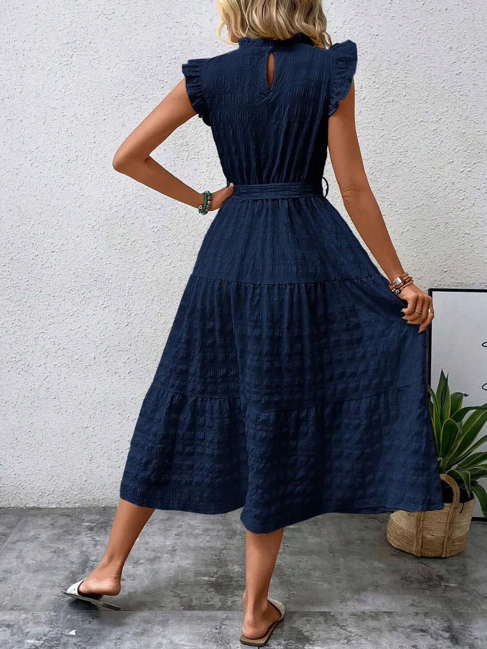 Tied Ruffled Cap Sleeve Midi Dress - product image 20
