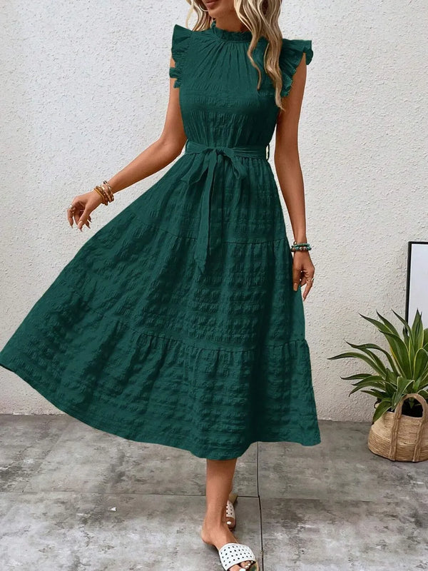 Tied Ruffled Cap Sleeve Midi Dress - product image 12