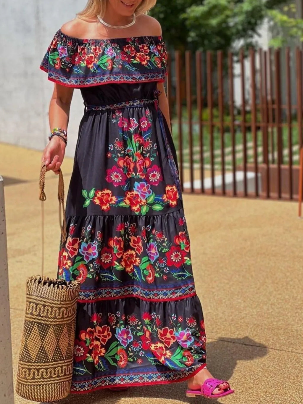 Floral Off Shoulder Ruffle Maxi Dress - product image 7