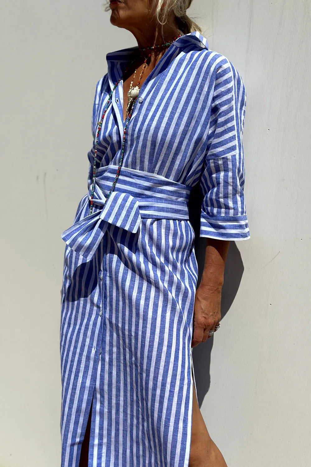 Tied Button Up Three-Quarter Sleeve Dress - product image 2