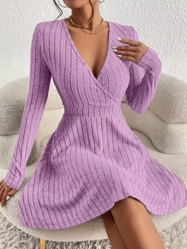 Ribbed Knit Wrap Mini Dress - product image 22