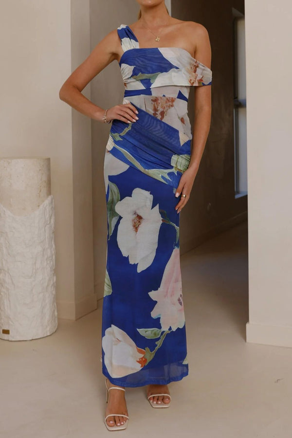 Floral Print One-Shoulder Ruched Maxi Dress - product image 5