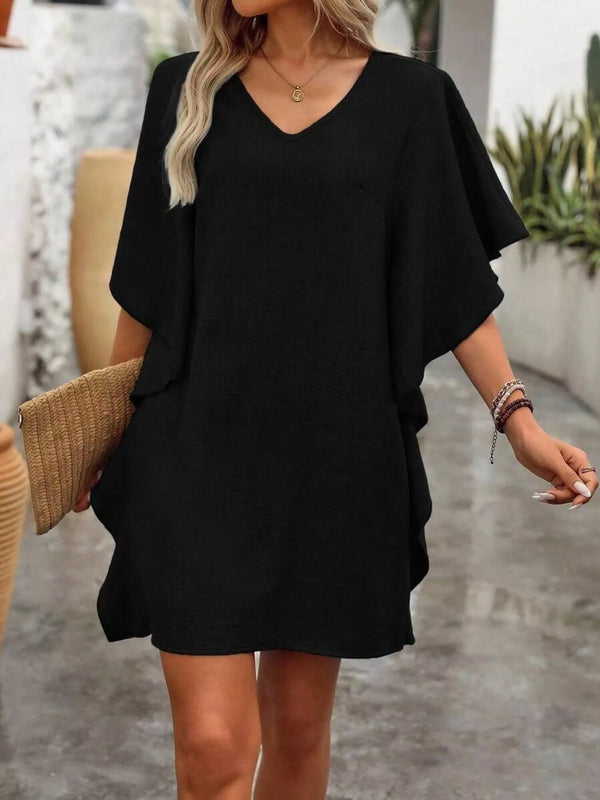 Ruffled Flutter Sleeve V-Neck Mini Dress - product image 5
