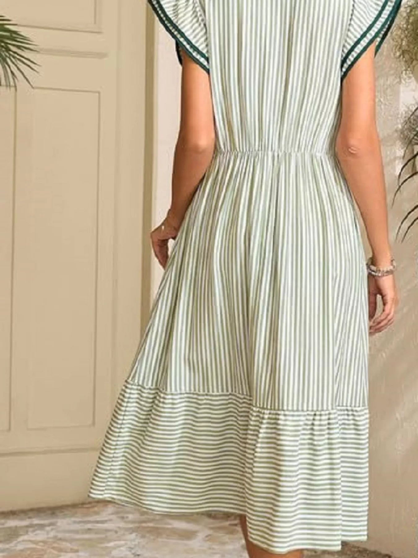 Striped Notched Ruffle Sleeve Dress - product image 15
