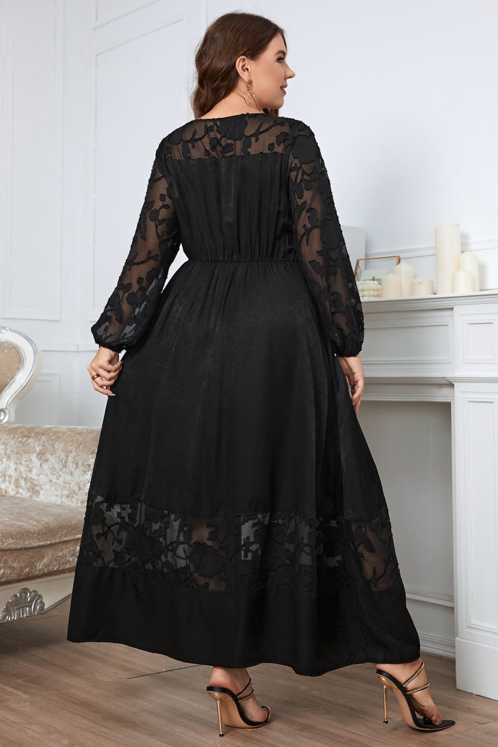Honey Melo Apparel Plus Size Embroidery Round Neck Long Sleeve Maxi Dress - product image 2