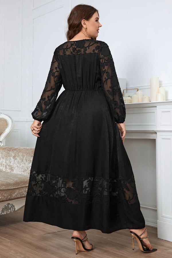 Honey Melo Apparel Plus Size Embroidery Round Neck Long Sleeve Maxi Dress - product image 2