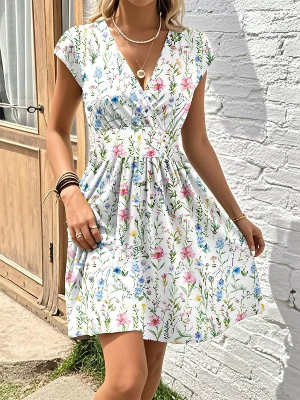 Floral Print Surplice Mini Dress - product image 7