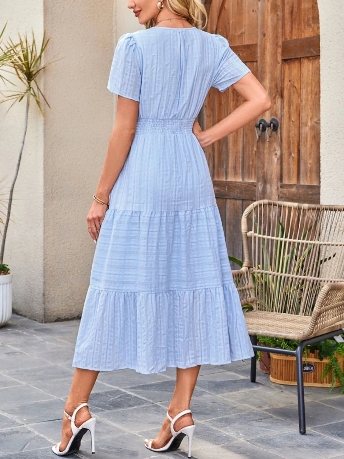 Tiered Notched Short Sleeve Dress - product image 6