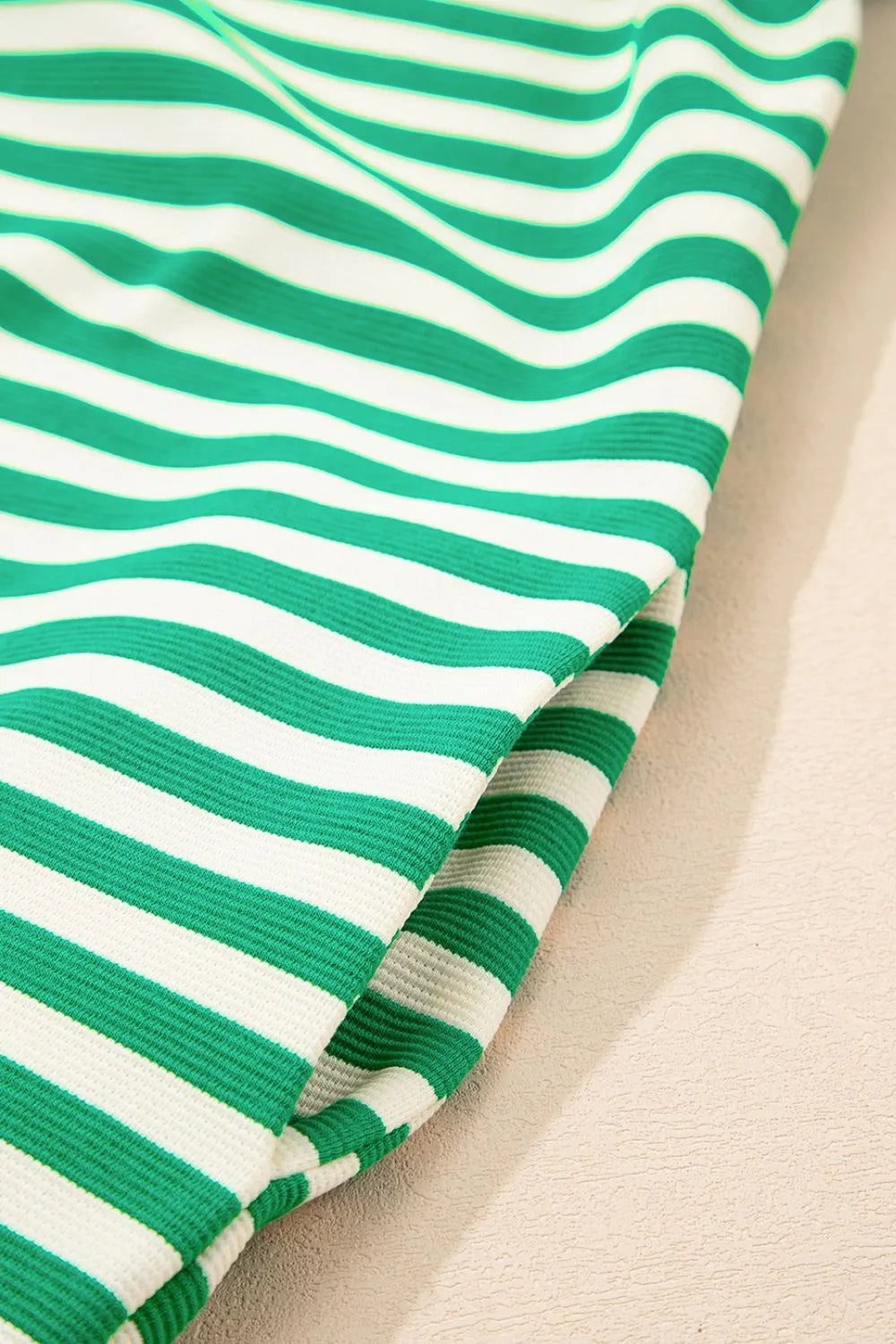 Stripe Print Contrast Collar Split Neck Flutter Sleeve Dress - product image 9
