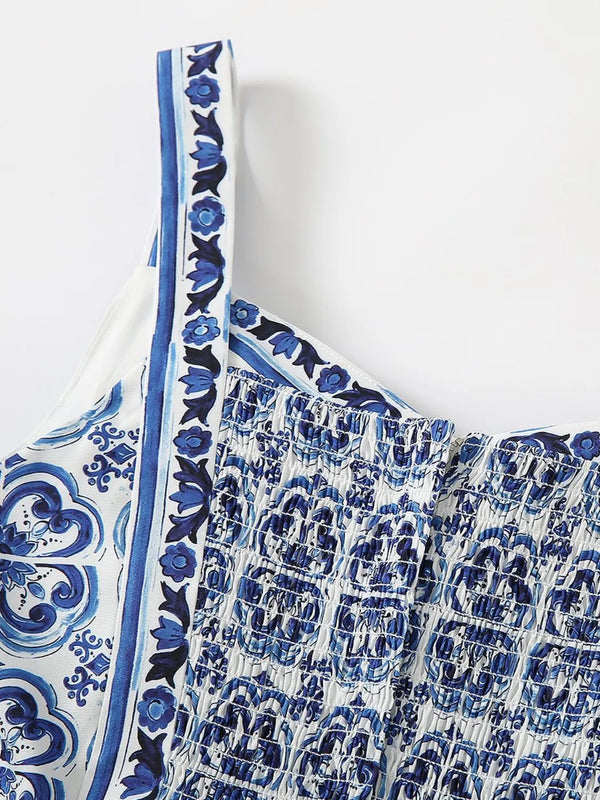 Smocked Printed Wide Strap Dress - product image 9