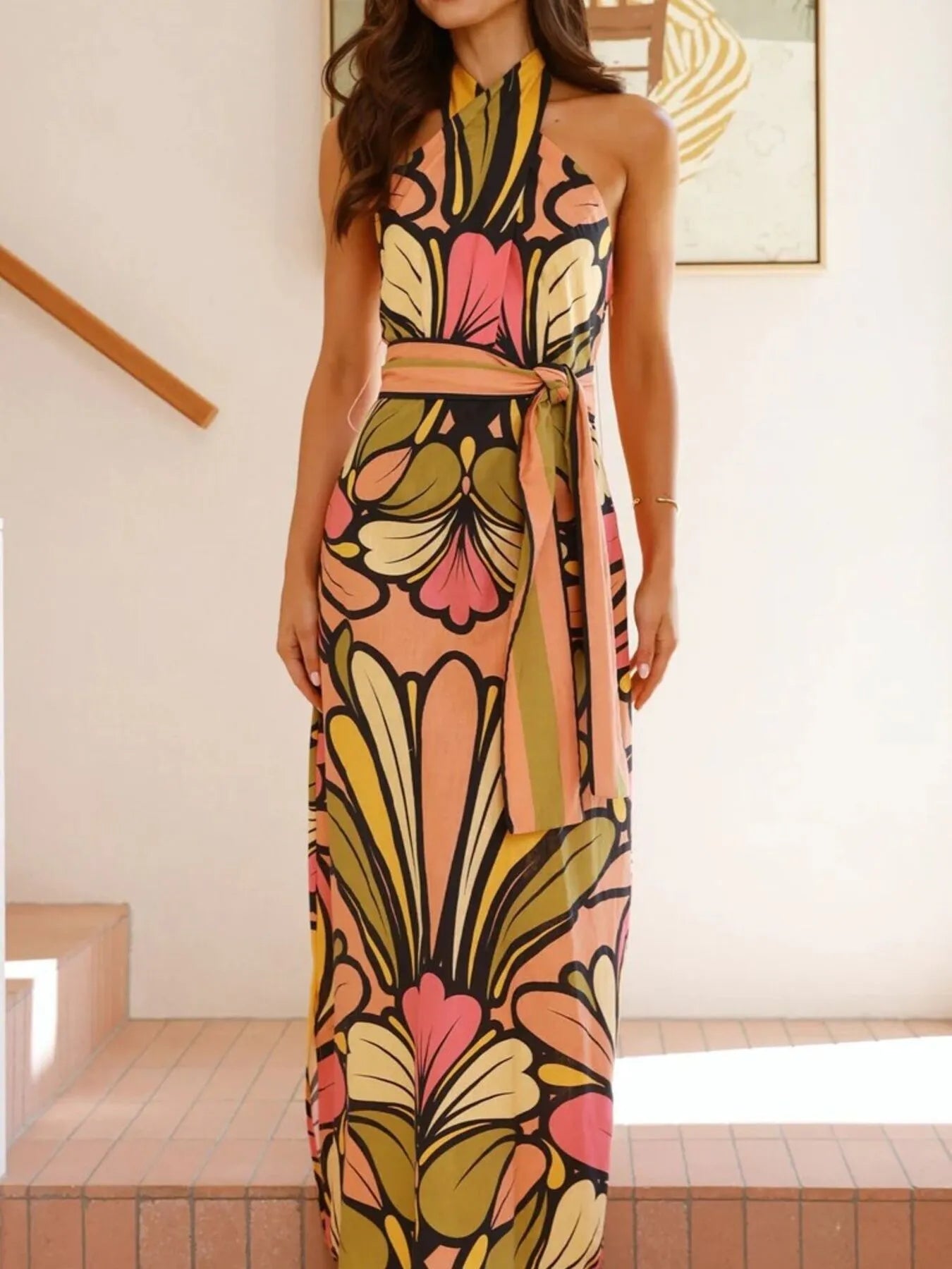 Printed Halter Neck Maxi Cami Dress - product image 3