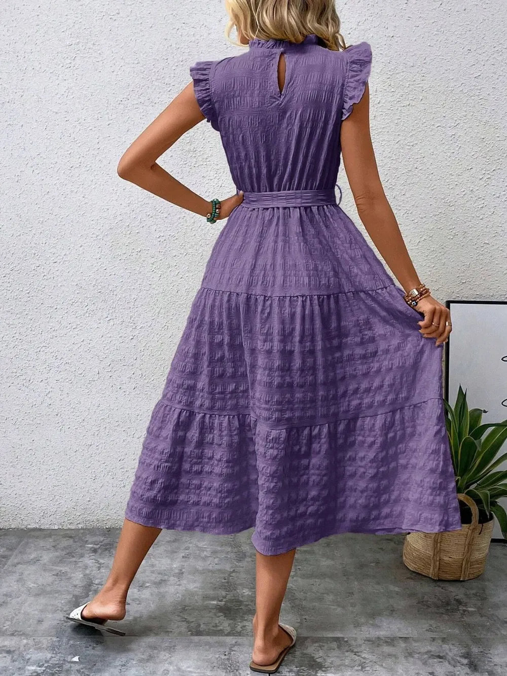 Tied Ruffled Cap Sleeve Midi Dress - product image 26