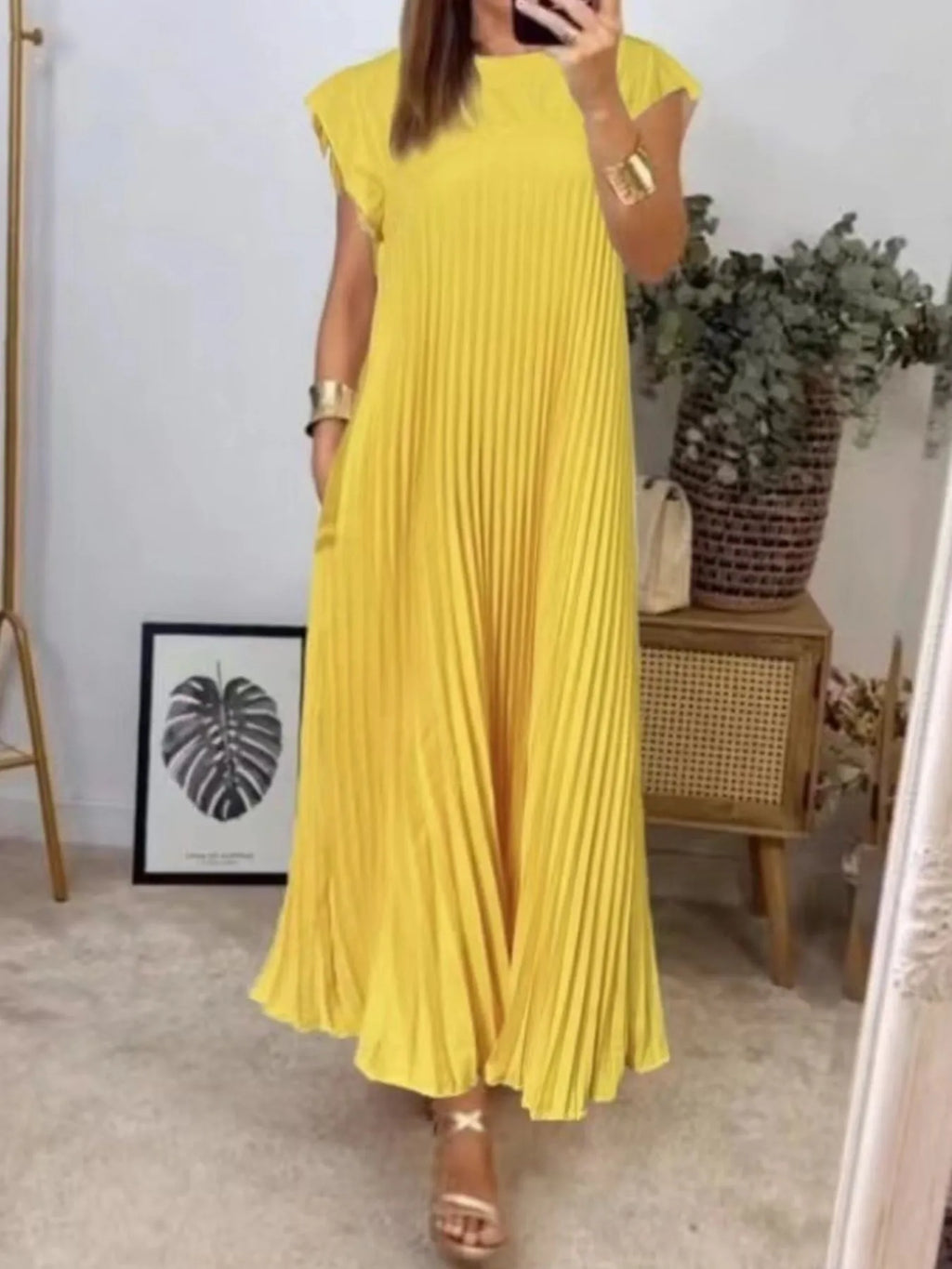 Pleated Round Neck Maxi Dress - product image 8