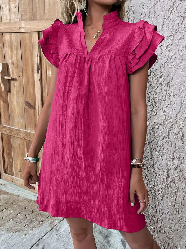 Ruffled Notched Cap Sleeve Mini Dress - product image 11