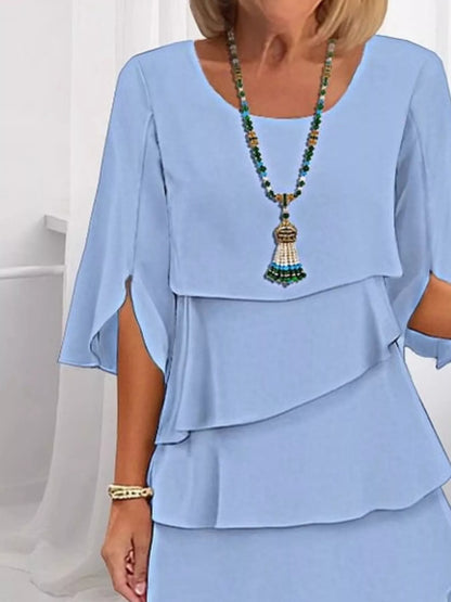 Full Size Ruffled Layered Flutter Sleeve Dress Plus Size view 8 - Shopiebay