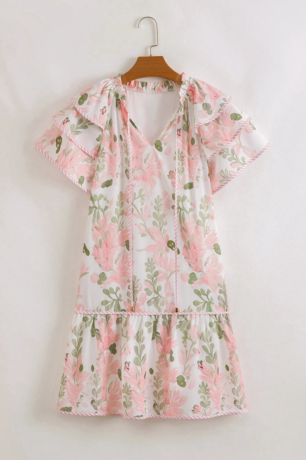 Floral Contrast Edge Layered Short Sleeve Mini Dress - product image 9