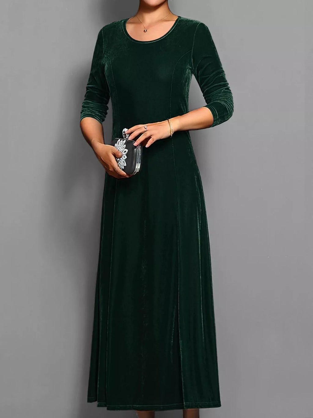 Velvet Long Sleeve A-Line Dress - product image 13