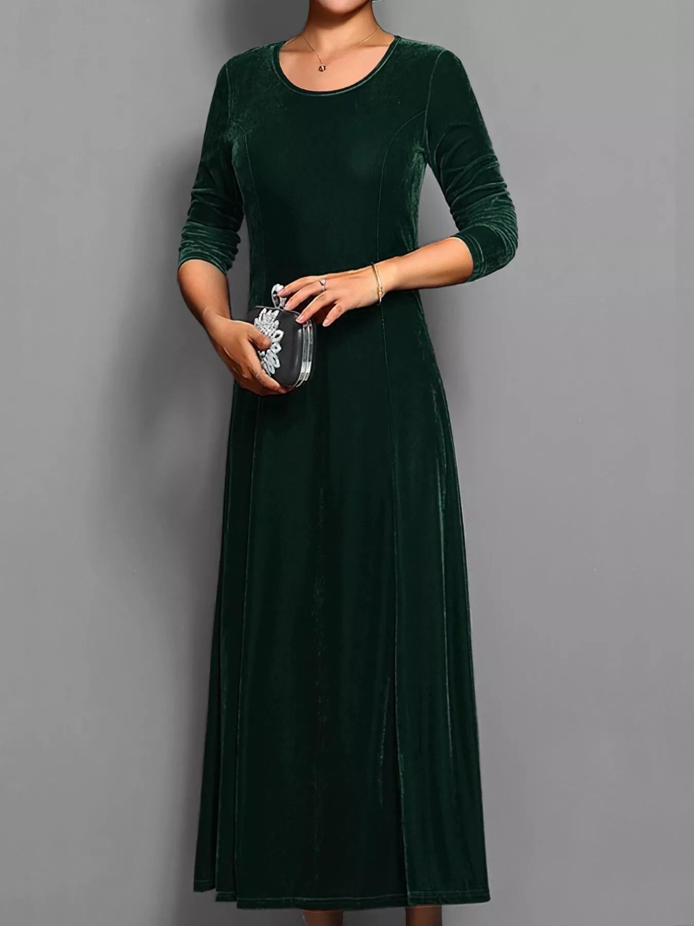 Velvet Long Sleeve A-Line Dress - product image 13