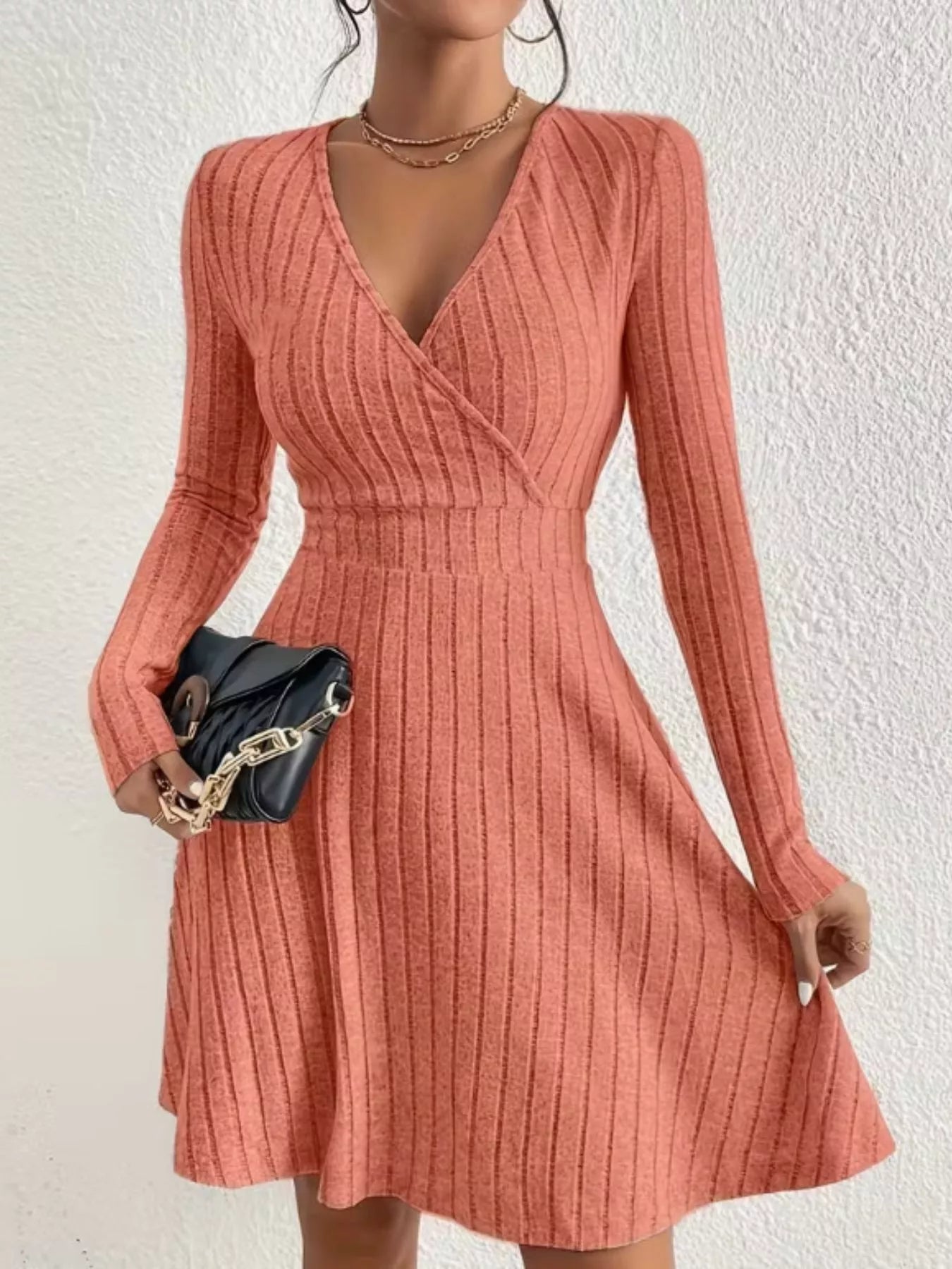 Ribbed Knit Wrap Mini Dress - product image 27