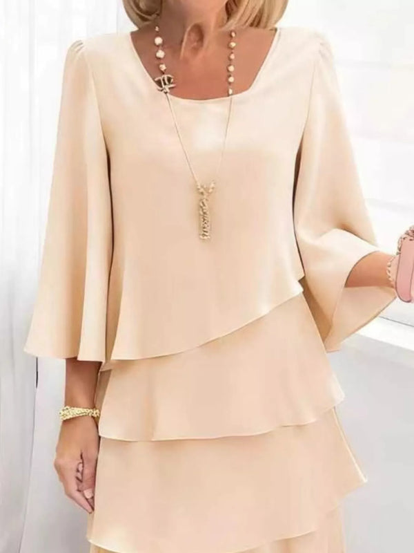 Ruffled Layered 3/4 Sleeve Dress - product image 5