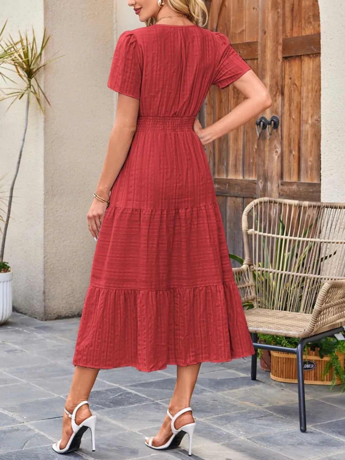 Tiered Notched Short Sleeve Dress - product image 18