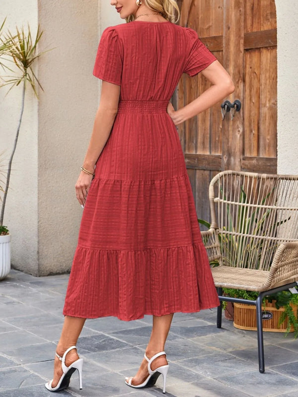 Tiered Notched Short Sleeve Dress - product image 18