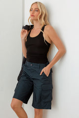 Tasha Apparel Navy Cargo Bermuda Shorts