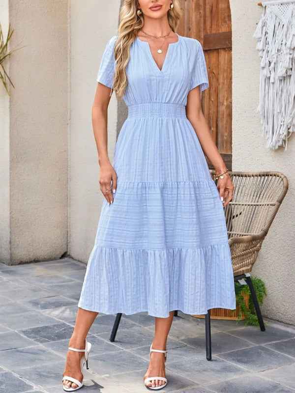 Tiered Notched Short Sleeve Dress - product image 7