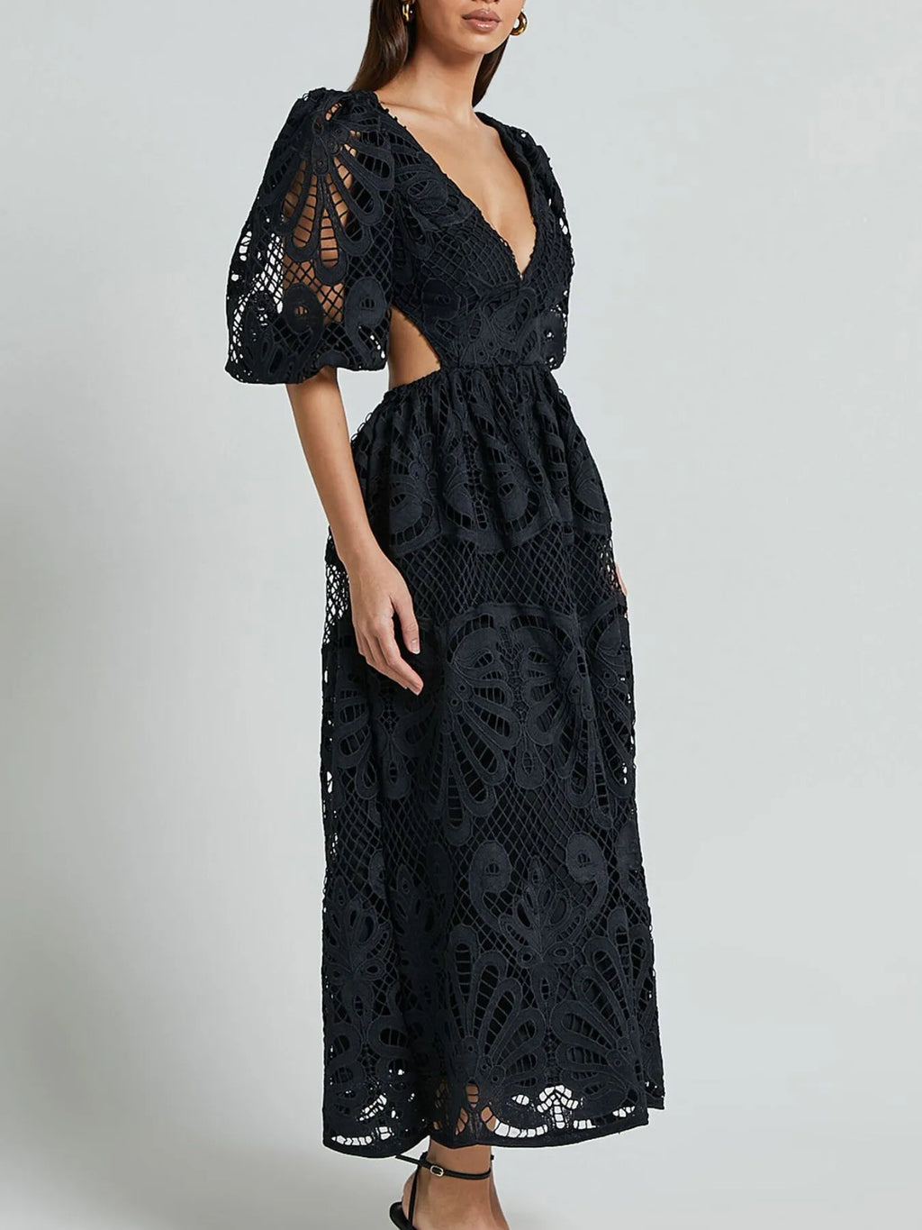 Cutout Back Lace Crochet V-Neck Dress - product image 21