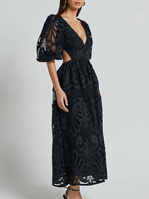 Cutout Back Lace Crochet V-Neck Dress - product image 21