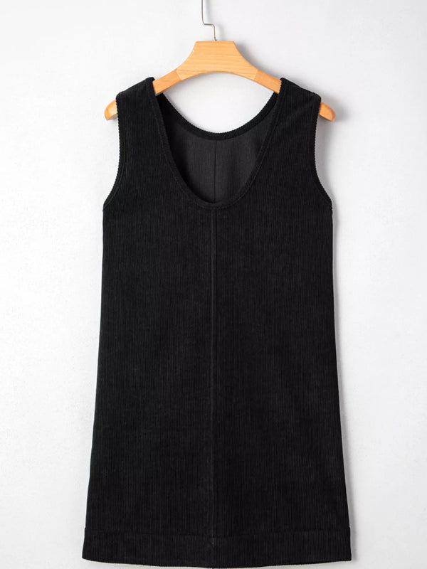 Corduroy Sleeveless Mini Dress with Patched Pockets - product image 3