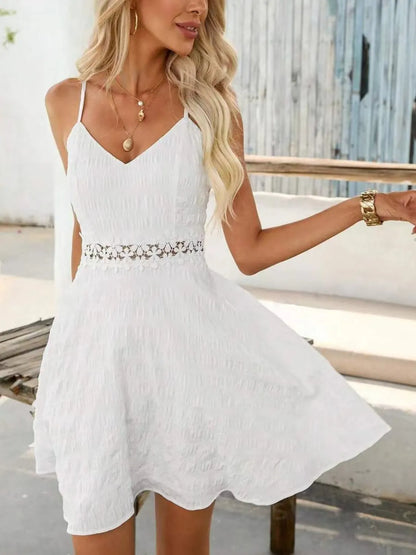 Lace Detail V-Neck Mini Cami Dress view 3 - Shopiebay