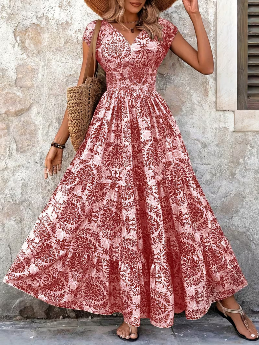 Printed Cap Sleeve Maxi Dress - product image 15