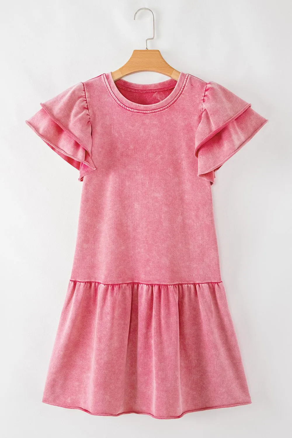 Mineral Wash Raw Edge Ruffle Mini Dress - product image 7
