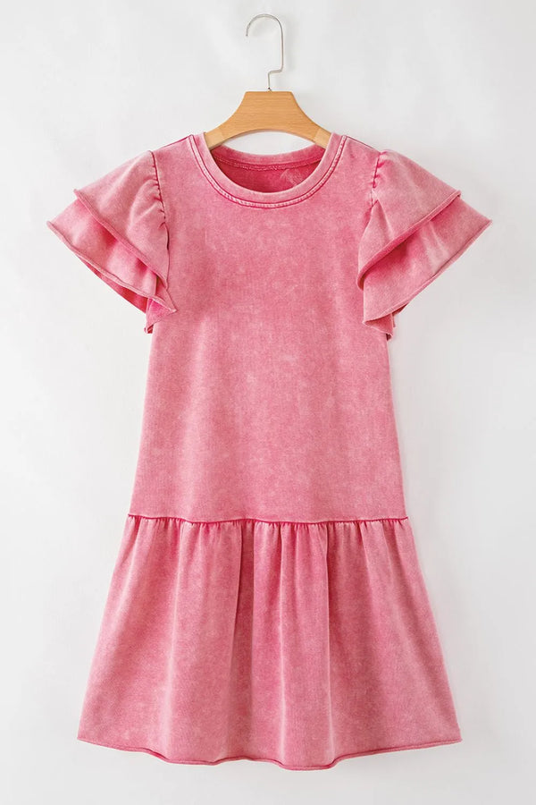 Mineral Wash Raw Edge Ruffle Mini Dress - product image 7
