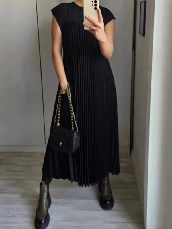 Pleated Round Neck Maxi Dress - product image 7