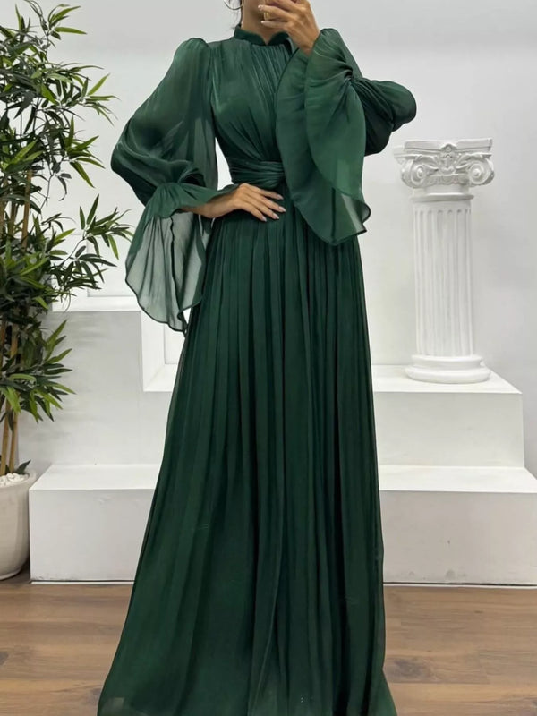 Pleated Mock Neck Long Sleeve Maxi Dress - product image 14