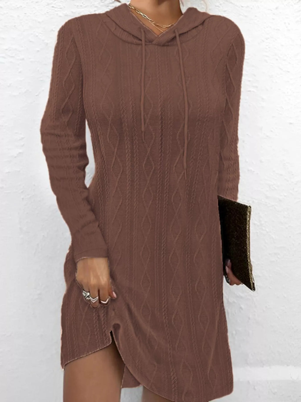 Casual Long Sleeve Hooded Knit Dress - product image 13