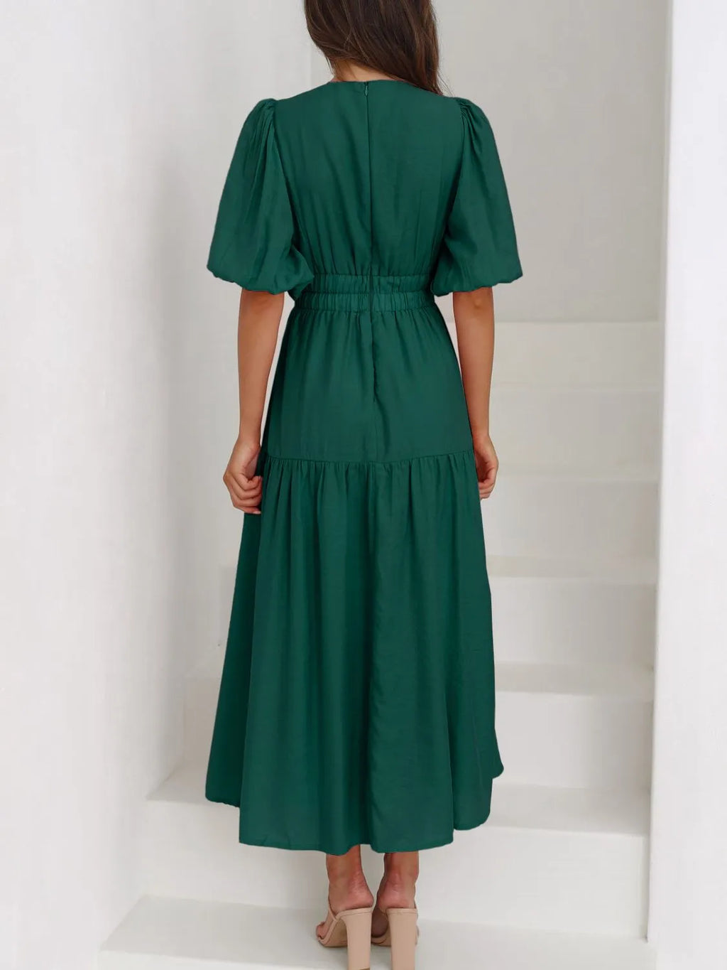 V-Neck Puff Sleeve Midi Dress - product image 24