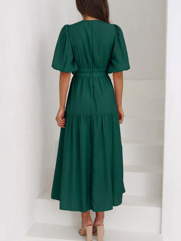 V-Neck Puff Sleeve Midi Dress - product image 24