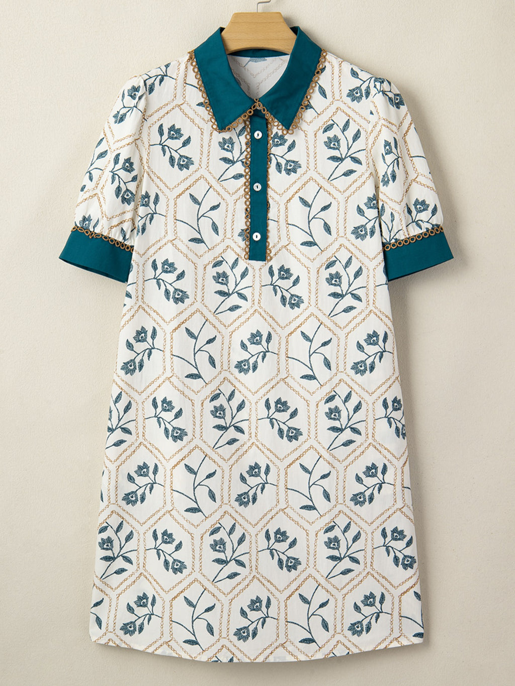 Floral Print Polo Collar Casual Mini Dress - product image 6
