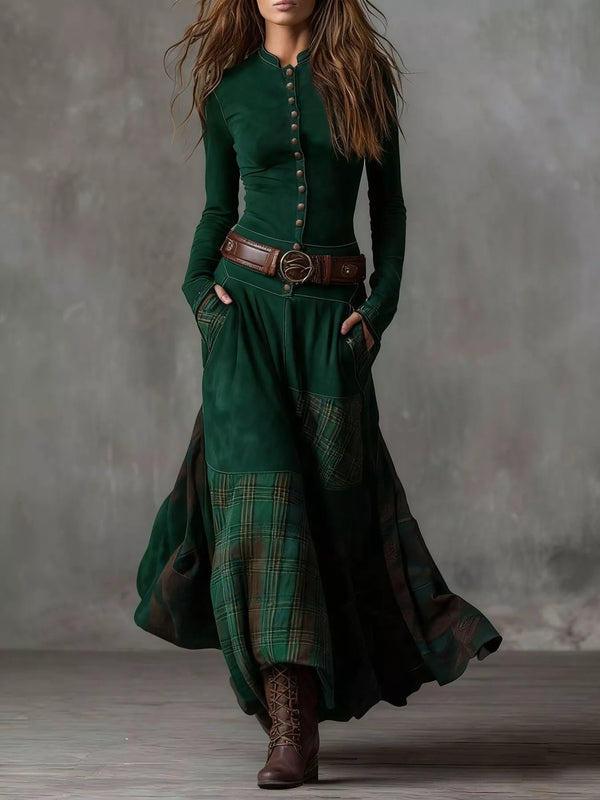 Plaid Button Front Long Sleeve Dress - product image 8